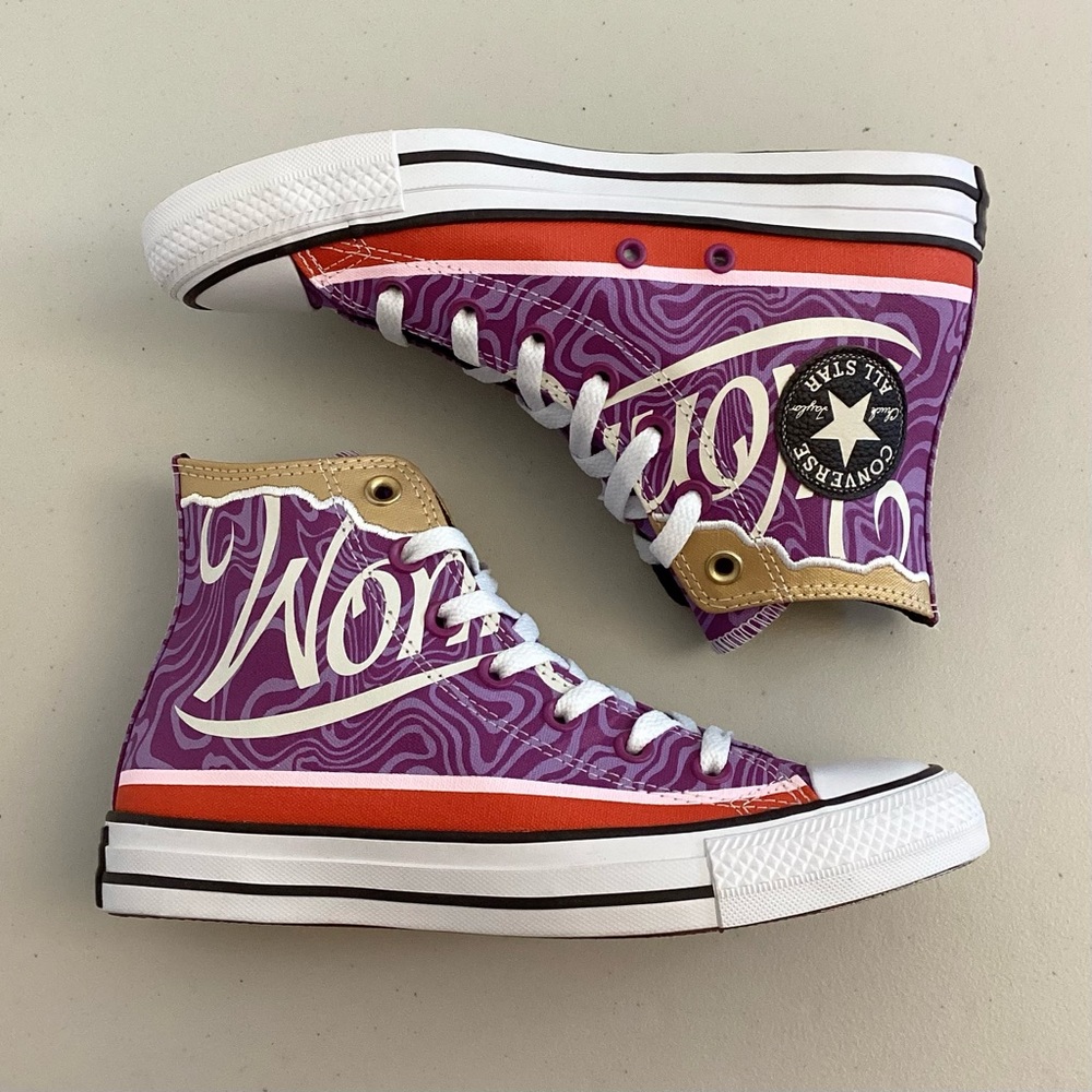 Converse 7 New Willy Wonka Chuck Taylor All Star High Purple Swirl Sneakers - Picture 11 of 15